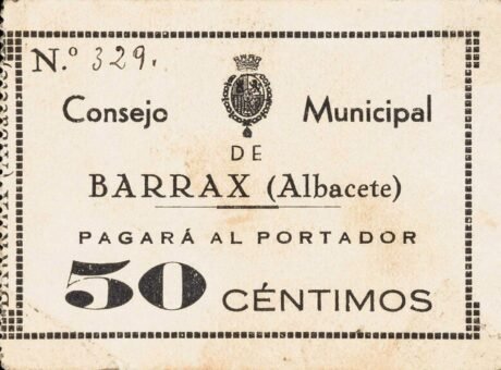 Аверс банкноты 50 centymów Barrax (Hiszpania)