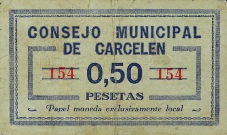 Реверс банкноты 0,50 peset Carcelen (Hiszpania) 1937