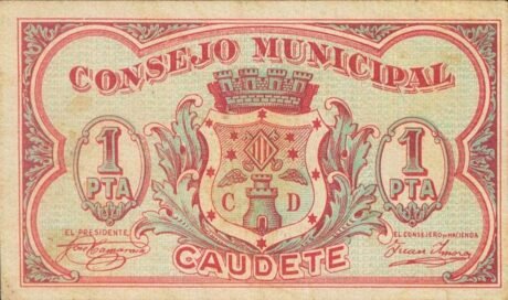 Аверс банкноты 1 песета каудете (Испания)