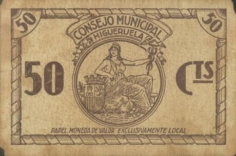 Аверс банкноты 50 сантимов Игеруэла (Испания)