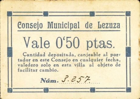 Аверс банкноты 0.50 pesetas Lezusa (Spain)