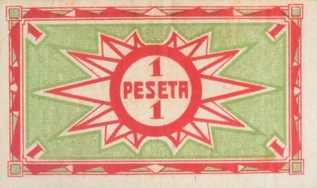 Реверс банкноты 1 peseta Aspe (Spain) 1937