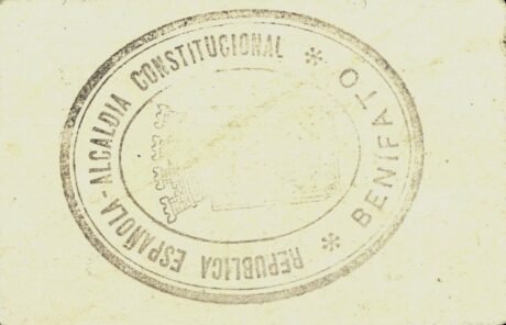 Реверс банкноты 25 centymów Benifato (Hiszpania)