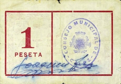 Реверс банкноты 1 песета Кальпе (Испания)