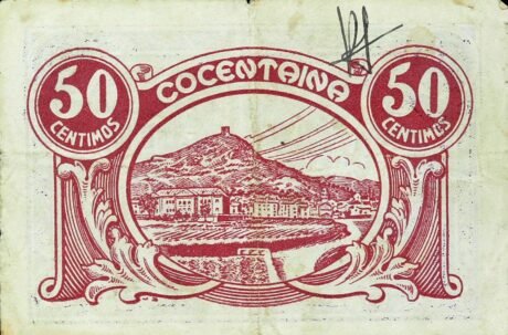 Реверс банкноты 50 centymów Cocentaine (Hiszpania) 1937