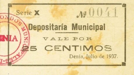 Аверс банкноты 25 centymów Denia (Hiszpania) 1937