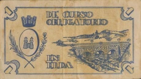 Реверс банкноты 1 peseta Elda (Spain) 1937