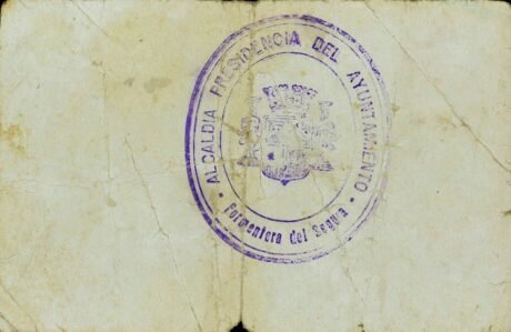 Реверс банкноты 50 сантимов Форментера-дель-Сегура (Испания) 1937 года