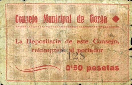 Аверс банкноты 0.50 pesetas Gorga (Spain)
