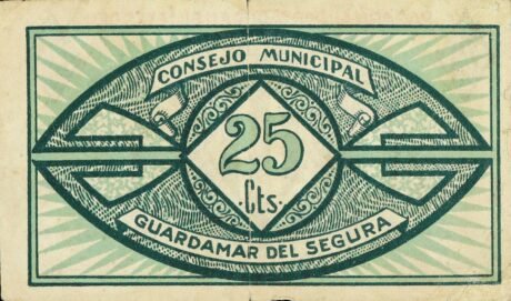 Реверс банкноты 25 centów Guardamar del Segura (Hiszpania) 1937