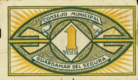 Реверс банкноты 1 peseta Guardamar del Segura (Hiszpania) 1937