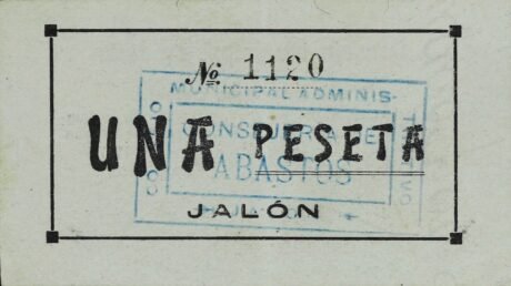 Реверс банкноты 1 peseta Jalón (Spain) 1937