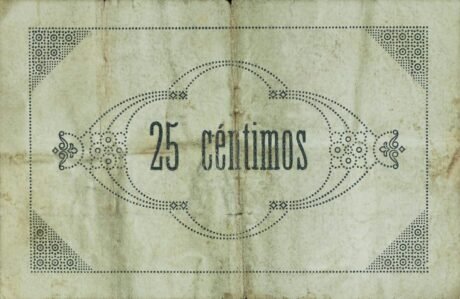 Реверс банкноты 25 сантимов Мурла (Испания) 1937 года