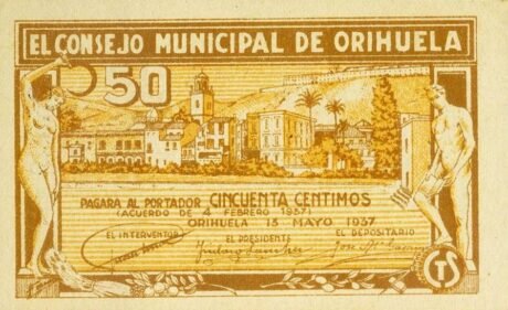 Аверс банкноты 50 centymów Orihuela (Hiszpania) 1937