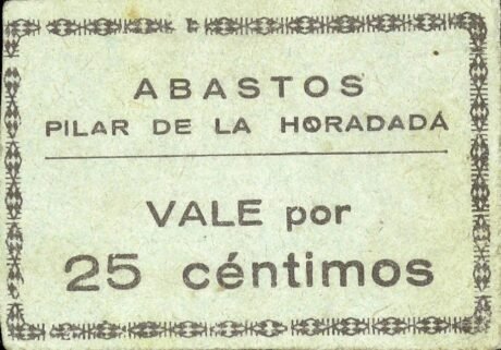 Аверс банкноты 25 centymów Pilar de la Horadada (Hiszpania)