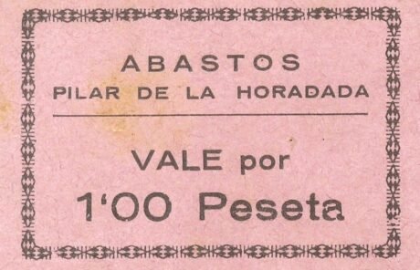 Аверс банкноты 1 peseta Pilar de la Horadada (Hiszpania)