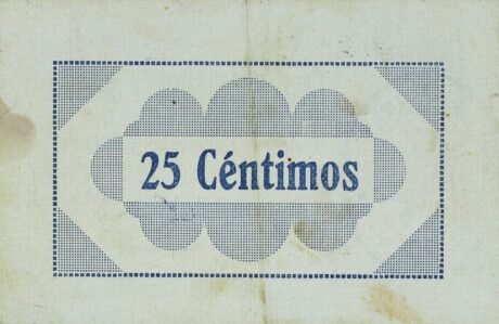 Реверс банкноты 25 centymów Sagra (Hiszpania) 1937