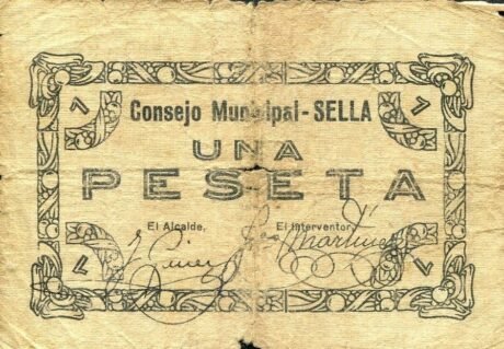 Аверс банкноты 1 песета Селла (Испания)