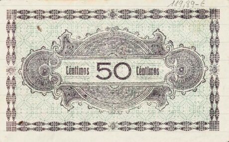 Реверс банкноты 50 centymów Albanches (Hiszpania) 1937