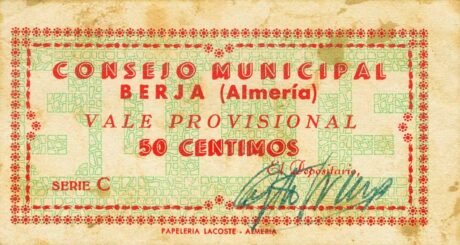 Аверс банкноты 50 сантимов Берха (Испания)