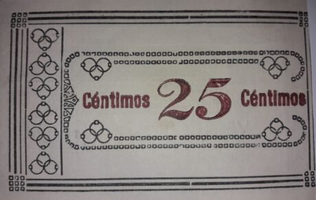 Реверс банкноты 25 centymów Cuevas del Almanzora (Hiszpania) 1937