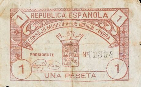 Аверс банкноты 1 Peseta Huercal-Overa (Hiszpania) 1937