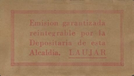 Реверс банкноты 25 сантимов Лаухар (Испания)
