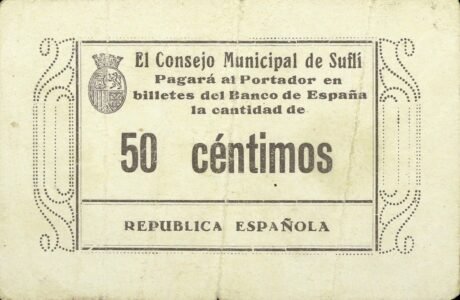 Аверс банкноты 50 centymów Soufli (Hiszpania)