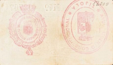 Реверс банкноты 25 centymów Tihola (Hiszpania)