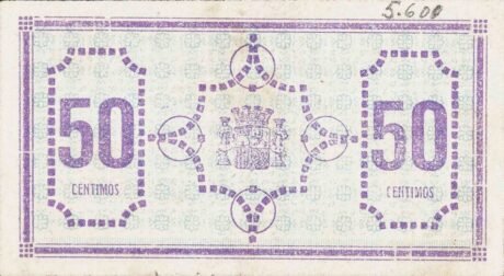 Реверс банкноты 50 centymów Vera (Hiszpania) 1937