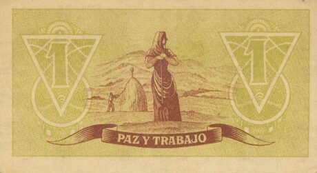 Реверс банкноты 1 Peseta Asturias i Leon (Hiszpania) 1937