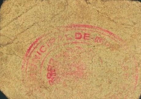 Реверс банкноты 50 сантимов Монтеррубио де ла Серена (Испания) 1937 года