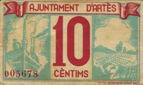 Реверс банкноты 10 centimo art (Hiszpania) 1937