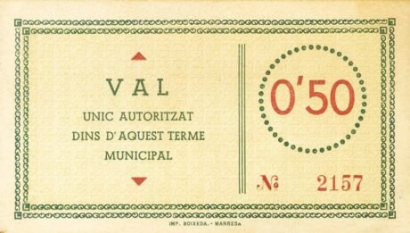 Реверс банкноты 50 centimo art (Hiszpania) 1937