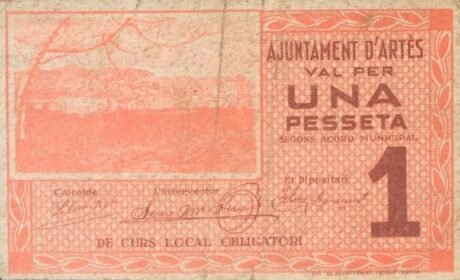 Аверс банкноты 1 peseta Arte (Hiszpania) 1937