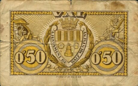 Аверс банкноты 50 centymów Bache Montseny (Hiszpania)