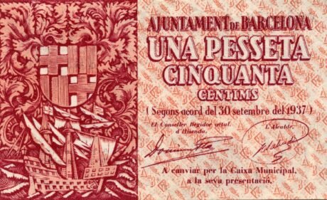 Аверс банкноты 1,50 peset Barcelona (Hiszpania) 1937