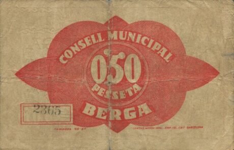 Реверс банкноты 50 сантимов Берга (Испания) 1937 года
