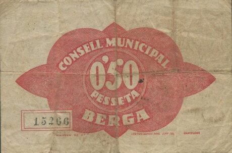 Реверс банкноты 50 сантимов Берга (Испания) 1937 года