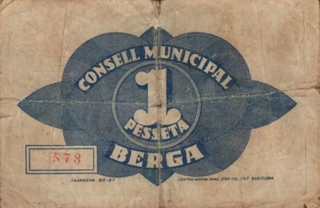 Реверс банкноты 1 песета берга (Испания) 1937 года