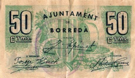Аверс банкноты 50 сантимов Борреда (Испания)