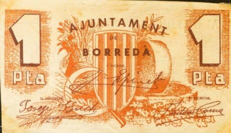 Аверс банкноты 1 песета Борреда (Испания)