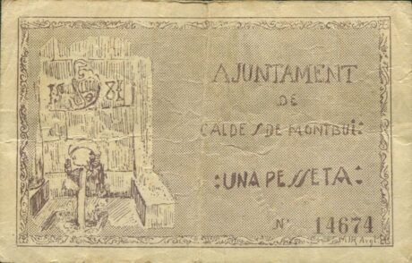 Реверс банкноты 1 peseta Caldes de Montbuy (Hiszpania) 1937
