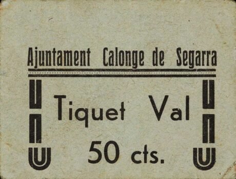 Аверс банкноты 50 centymów calonge de segarra (Hiszpania)