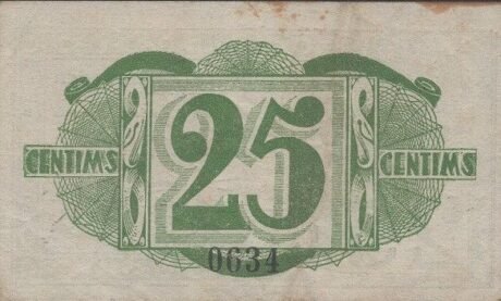 Реверс банкноты 25 centymów Cardedeu (Hiszpania) 1937