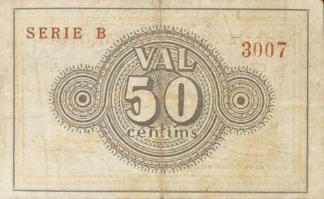 Реверс банкноты 50 centymów Cardedeu (Hiszpania) 1937