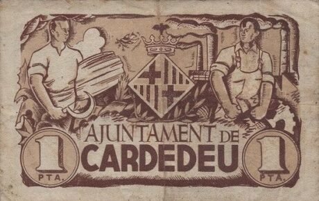 Аверс банкноты 1 peseta Cardedeu (Hiszpania) 1937