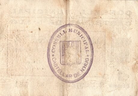 Реверс банкноты 1 peseta Castellar de n'Hug (Hiszpania) 1937