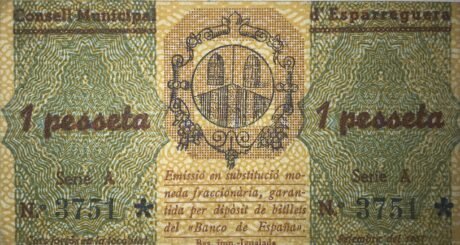 Аверс банкноты 1 peseta Esparreguera (Hiszpania) 1937