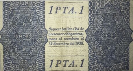 Реверс банкноты 1 peseta Esparreguera (Hiszpania) 1937